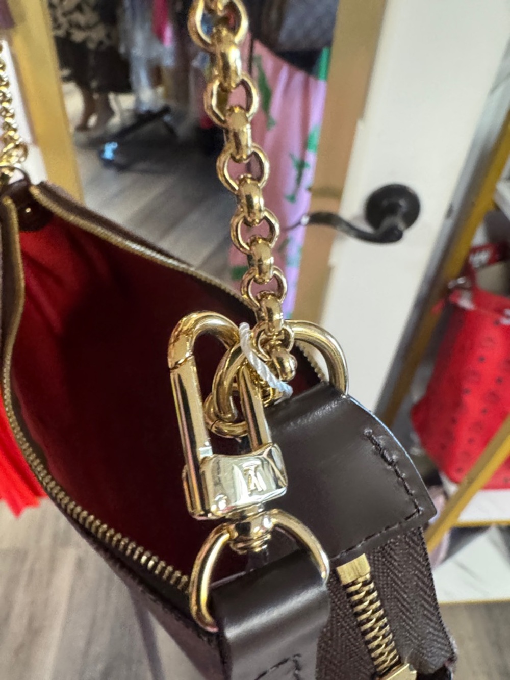 Louis Vuitton Brown Damier Ebene Gold-Trim Chain Pochette - Picture 11 of 15